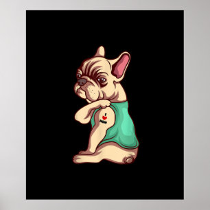 franse knelhond Ik hou van tattoo cadeau Poster