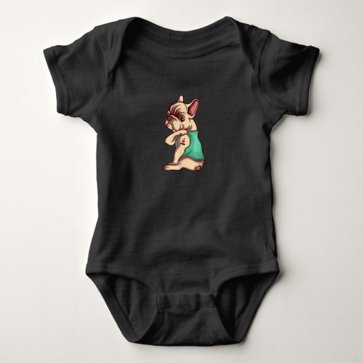 franse knelhond Ik hou van tattoo cadeau Romper (Voorkant)