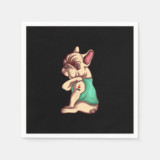 franse knelhond Ik hou van tattoo cadeau Servet (Voorkant)