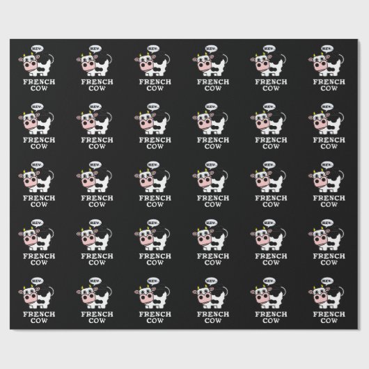 Franse Koe Funny Animal Pun Dark BG Cadeaupapier (Vlak)