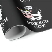 Franse Koe Funny Animal Pun Dark BG Cadeaupapier (Rol Hoek)