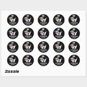 Franse Koe Funny Animal Pun Dark BG Ronde Sticker (Vel)