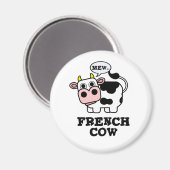 Franse Koe Funny Animal Pun Magneet (Voorkant / Achterkant)