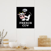 Franse Koe Funny Animal Pun Poster (Keuken)
