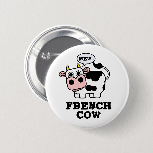 Franse Koe Funny Animal Pun Ronde Button 5,7 Cm (Voorkant /achterkant)