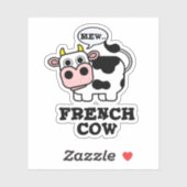 Franse Koe Funny Animal Pun Sticker (Vel)