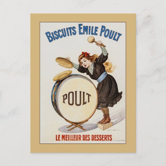  Franse koekjes, klein meisje op een drumvaten Briefkaart (Voorkant)