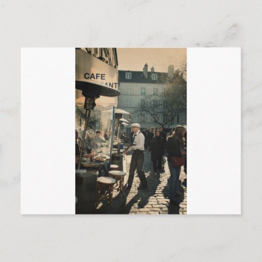 Franse koffiekelner briefkaart (Voorkant)