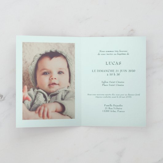 Franse kolibrie doop uitnodiging met foto (Binnen)