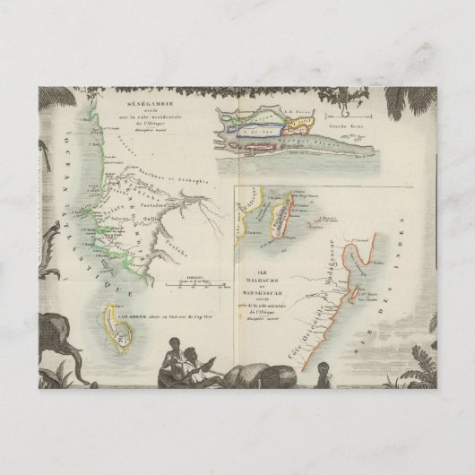 Franse kolonies in Afrika Briefkaart (Voorkant)