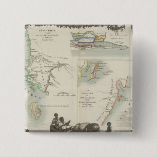 Franse kolonies in Afrika Vierkante Button 5,1 Cm