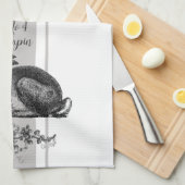 franse konijn met grijs Franse streep Theedoek (Quarter Fold)