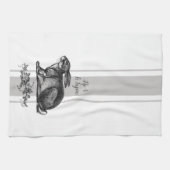 franse konijn met grijs Franse streep Theedoek (Horizontaal)