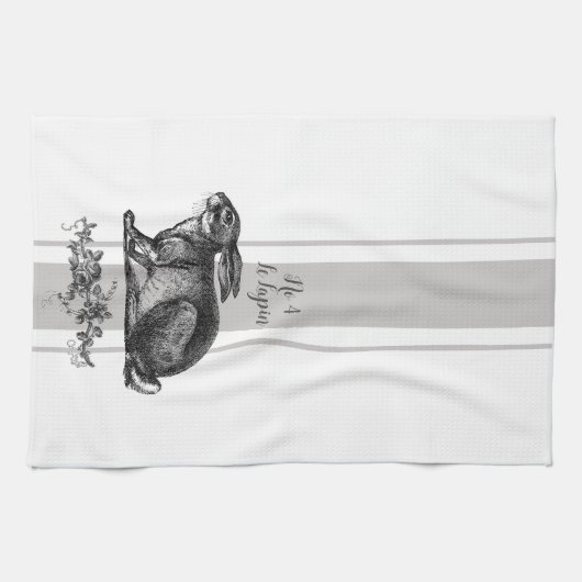  franse konijn met grijs Franse streep Theedoek (Horizontaal)