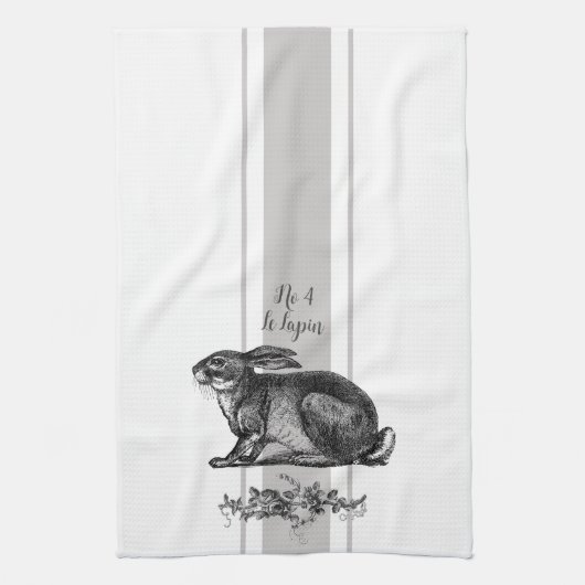  franse konijn met grijs Franse streep Theedoek (Verticaal)