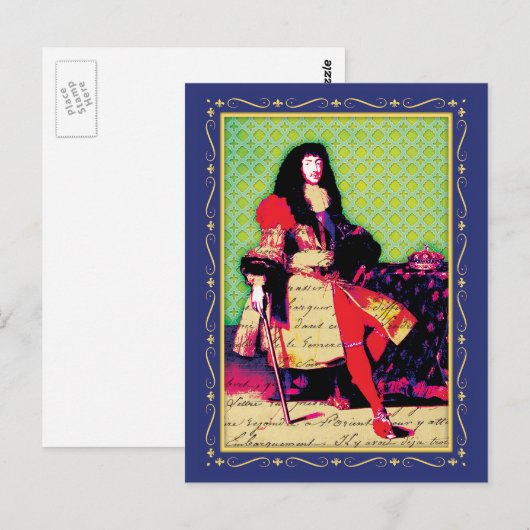 Franse koning Louis XIV de Grote Zonnekoning Briefkaart (Voorkant / Achterkant)