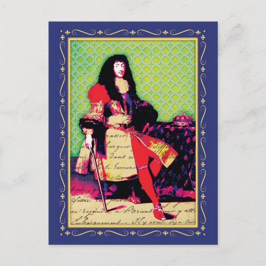 Franse koning Louis XIV de Grote Zonnekoning Briefkaart (Voorkant)