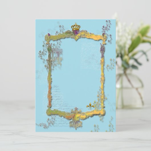 Franse Koninklijke Uitnodiging Rococo (Staand voorkant)