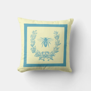 Franse krans met bijenkussen 20 x 20 Blauwgroen Kussen