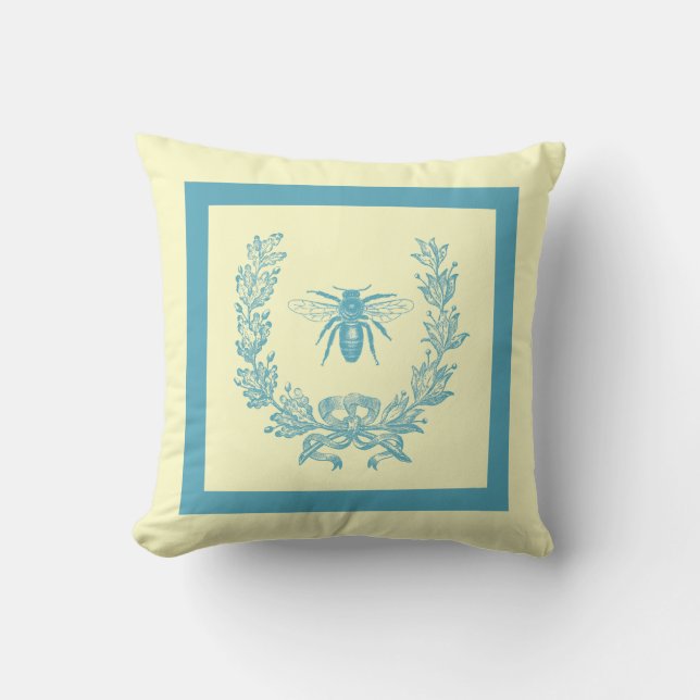  Franse krans met bijenkussen 20 x 20 Blauwgroen Kussen (Voorkant)