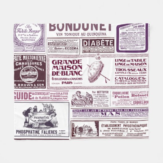 Franse krant Ads 1910 Fleece Deken (Voorkant (Horizontaal))