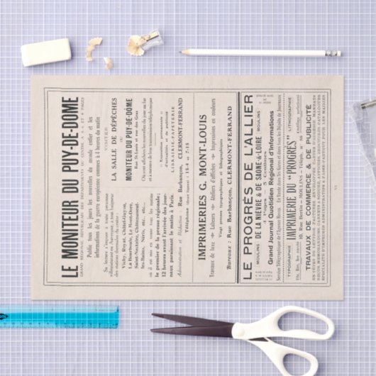  Franse krant Advertisement-lospagina Tissuepapier (Craft)