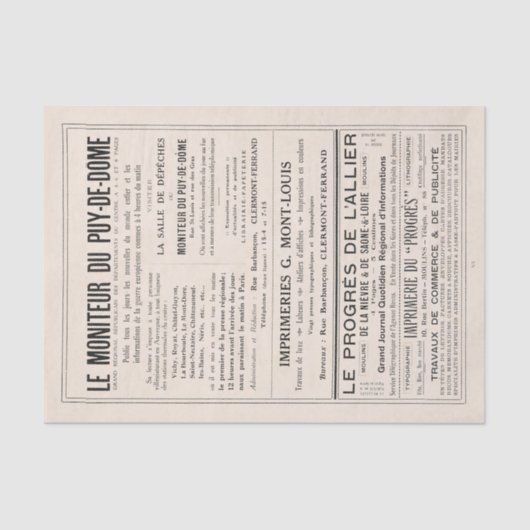  Franse krant Advertisement-lospagina Tissuepapier (Voorkant)