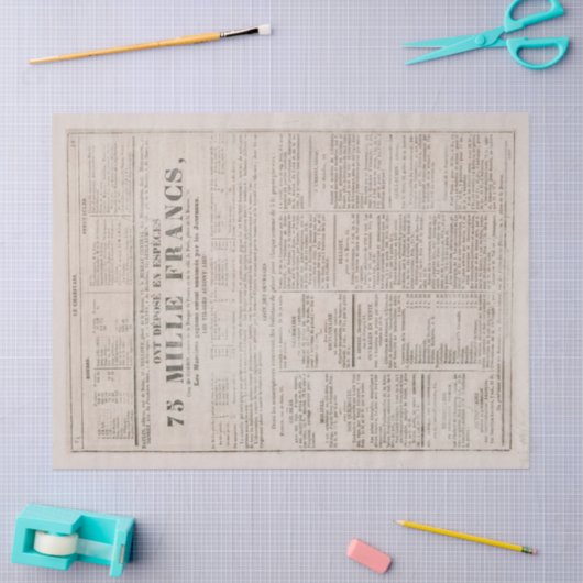 Franse krant  - Aged - ontkoppeling Tissuepapier (Craft)