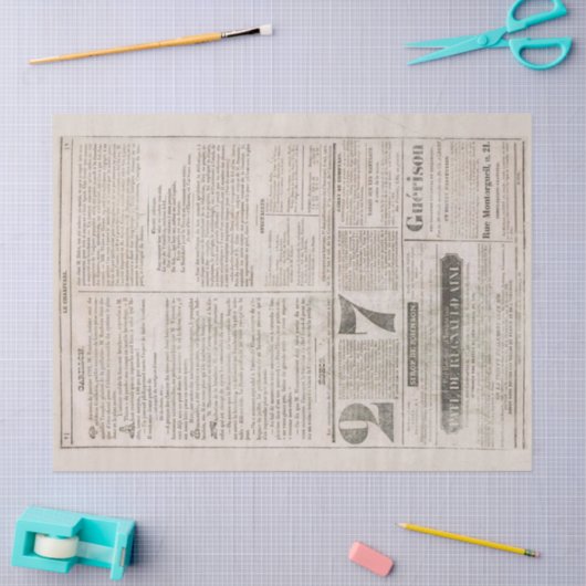  Franse krant Aged ontkoppeling Tissuepapier (Craft)