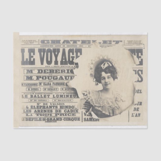 Franse krant  Lady Typografie Tissuepapier (Voorkant)