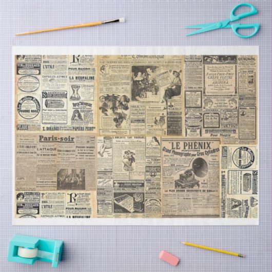  Franse kranten tissuepapier (Craft)