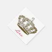 Franse kroon gepersonaliseerde papieren servetten (Hoek)