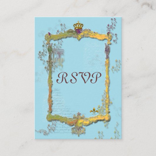 Franse kroon L'Arc de Triomphe RSVP-kaart Informatiekaartje (Voorkant)