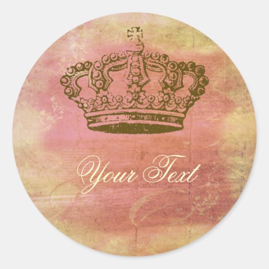 Franse kroonetiketten Stickers roze & ivoor (Voorkant)