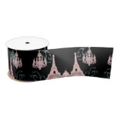 Franse kroonluchter zwart roze Parijs Eiffeltoren Satijnen Lint (Spoel)