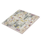 Franse kunst  bloemen keramische tegel tegeltje (Zijkant)