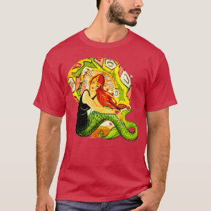 Franse kunst Deco Mermaid BLEEK PINK T-shirt