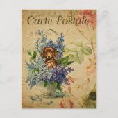  Franse kunstdrukken, honden Floral Briefkaart (Voorkant)
