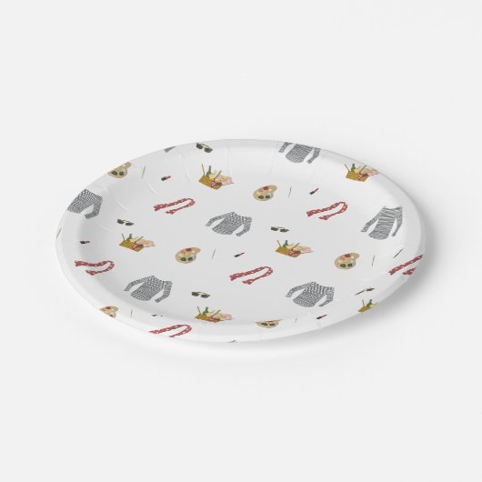 Franse kunstenaar picknick in het park papieren bordje (Gekanteld)