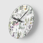 Franse kunstmuurklok : Botanische bloemen Ronde Klok (Hoek)