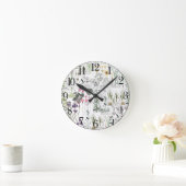 Franse kunstmuurklok : Botanische bloemen Ronde Klok (Huis)