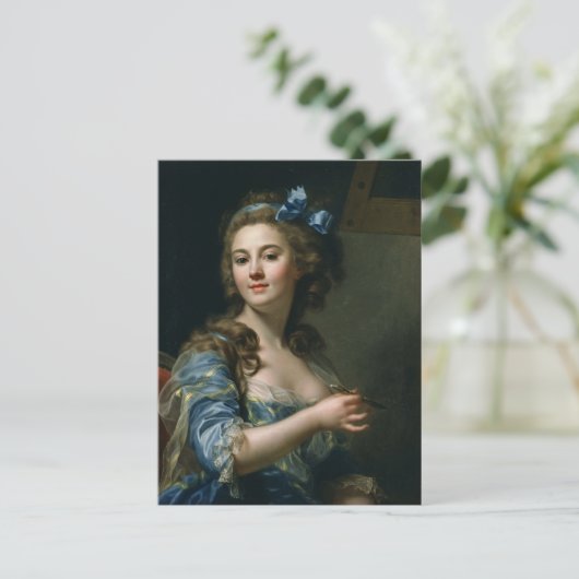  Franse kunstvrouw in blauw dress  Briefkaart (Staand voorkant)