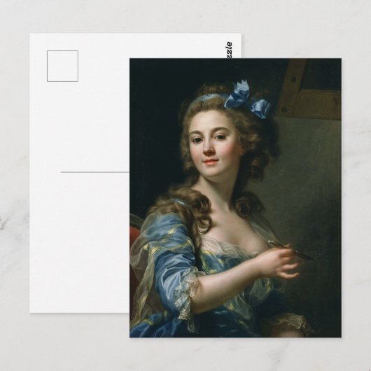  Franse kunstvrouw in blauw dress  Briefkaart (Voorkant / Achterkant)