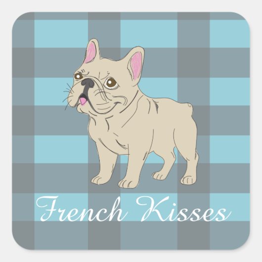 Franse Kusjes Vierkante Sticker (Voorkant)