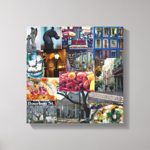 Franse kwartcollage canvas afdruk