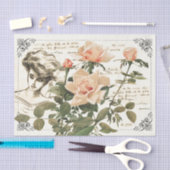 Franse Lady Pink Rose Franse Manuscript Border Tissuepapier (Craft)