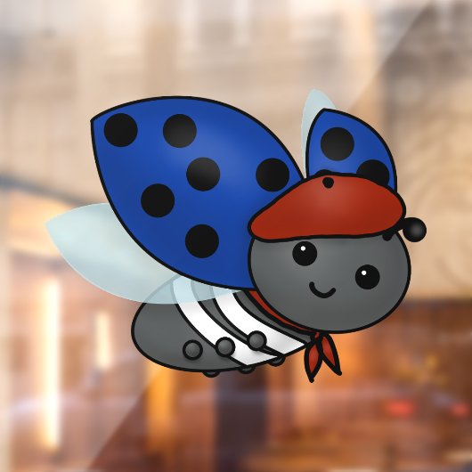 Franse Ladybug, glimlach Raamsticker (Vel 2)