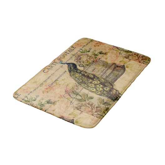 Franse land botanische kunst  pauw badmat (Gekanteld)