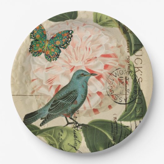  Franse land botanische Paris Tea Party Papieren Bordje (Voorkant)