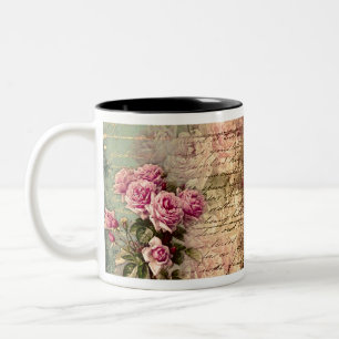 Franse land elegante, sjofele elegante, roze tweekleurige koffiemok